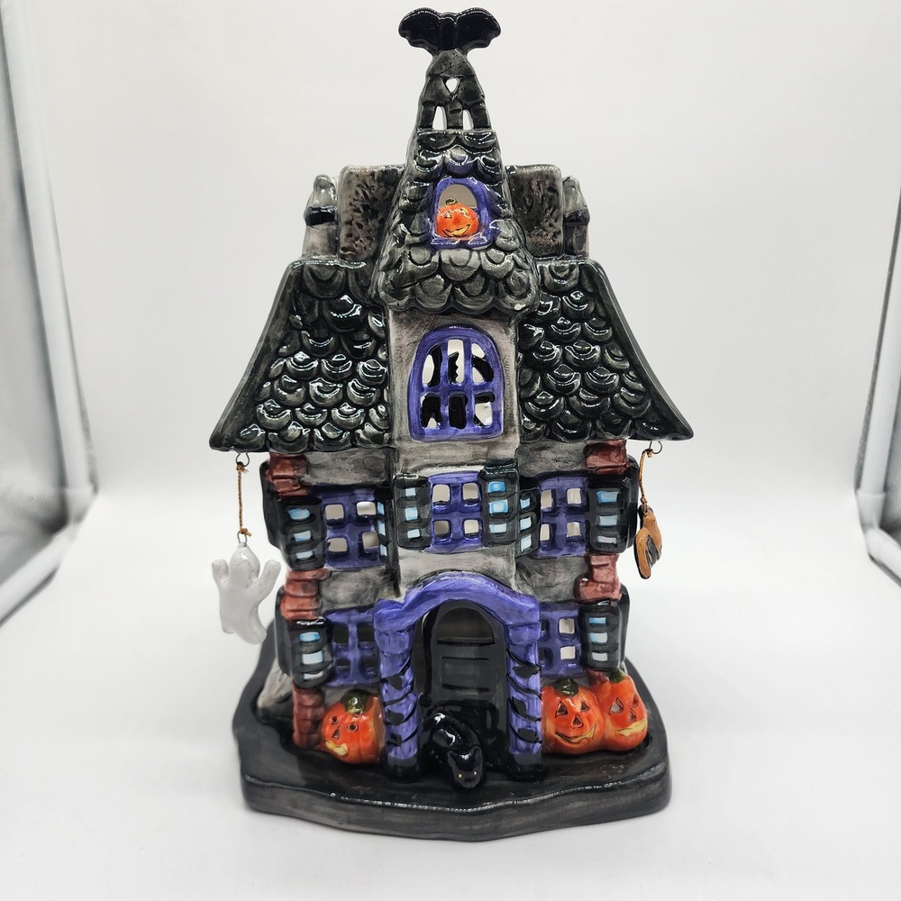Vintage JCPenney Home Collection Ceramic Haunted House Luminary Halloween 2002 - Picture 2 of 8
